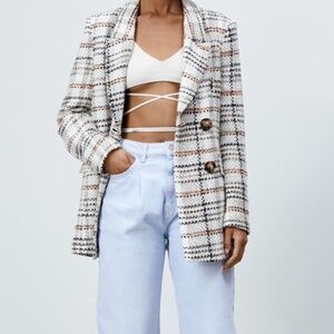 Textured Plaid Blazer